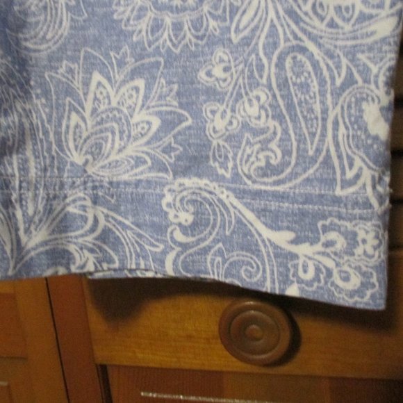 Talbots pants linen/cotton cropped wide leg, light blue & white size 14 - Picture 6 of 10